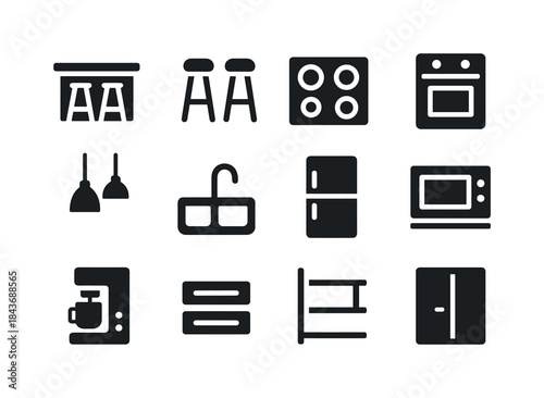 Modern Kitchen Icons. Modern Kitchen. Solid icon set of Modern K