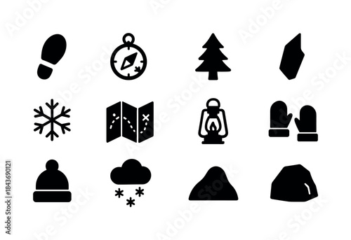 Snow Exploration Icons. Snow Exploration. Solid icon set of Snow