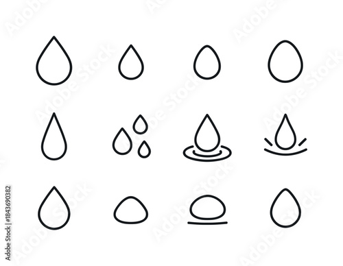 Droplet Icon Set. Droplets. Line icon set of Droplets: large dro