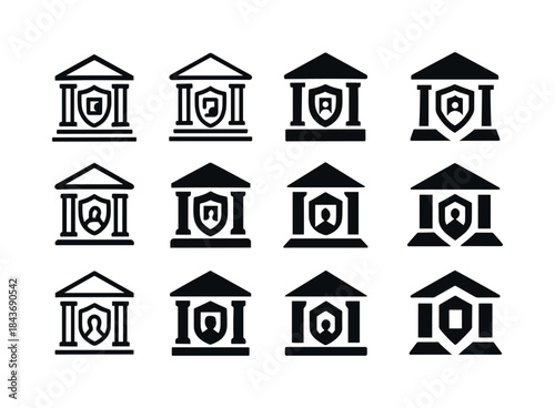 Museum Icon Set. The role of museums and collections in preservi