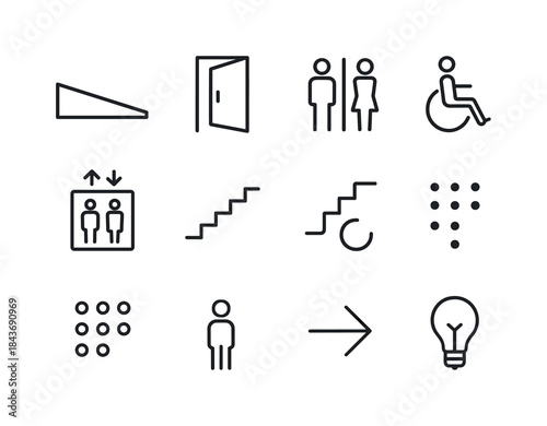 Inclusive Spaces Icons. Inclusive spaces. Line icon set of inclu