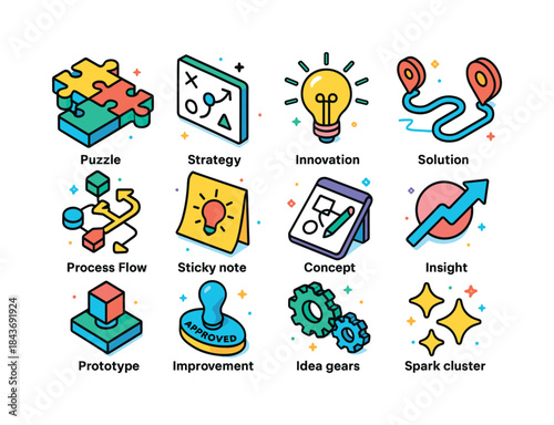 Creative Solutions Icons. Creative Solutions. Colorful isometric