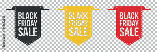 Black friday sale banners in black yellow and red colors displayed