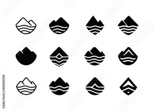 Flooded Valley Logos. Flooded Valley. Icon set. Set Logo of floo