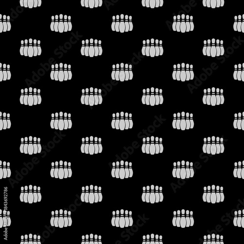Bowling pin sign seamless pattern isolated on black background