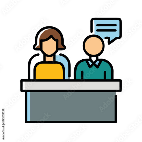 Receptionist talking to the customer at hotel