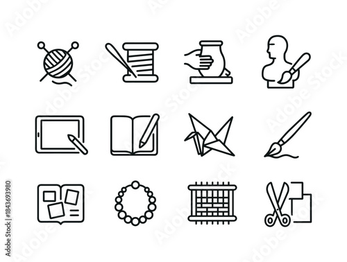 Creative Hobbies Icons. Creative Hobbies. Line icon set of Creat
