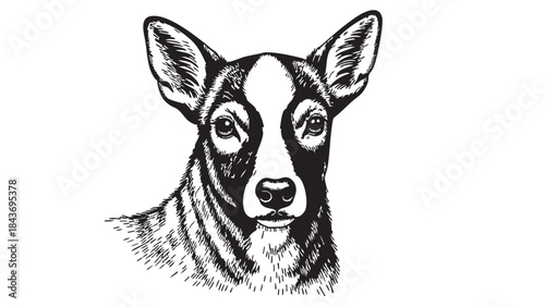 An engaging sketch-style vector of a dog's face, featuring a loyal expression and intricate line work — stock vector.