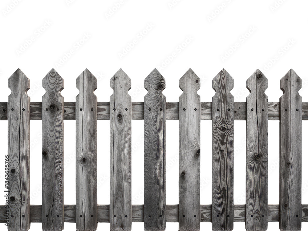 Fototapeta premium A close up of a wooden fence on a white background, useful for interior design or DIY projects