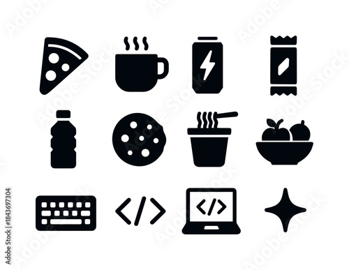 Coding Fuel Icons. Coding Fuel. Solid icon set of Coding Fuel: p