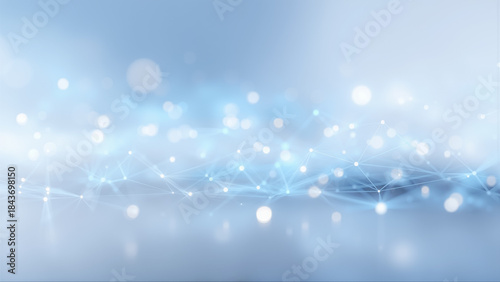 青い光の点と線がつながる抽象的なテクノロジーネットワークの背景