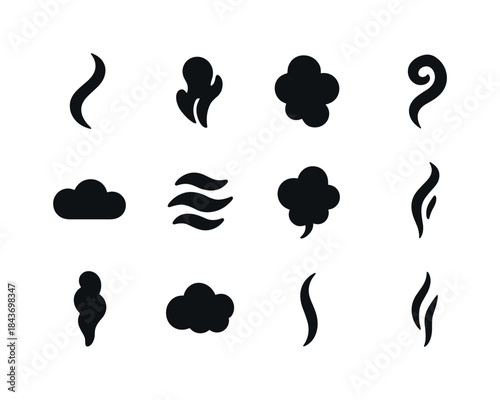 Smoke Trails Icons. Smoke trails. Solid icon set of smoke trails