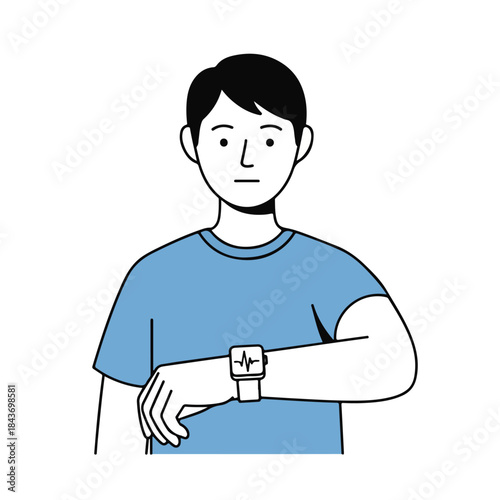 Man checking heart rate on his smart watch