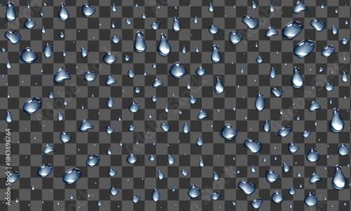 Water drops on dark grid background