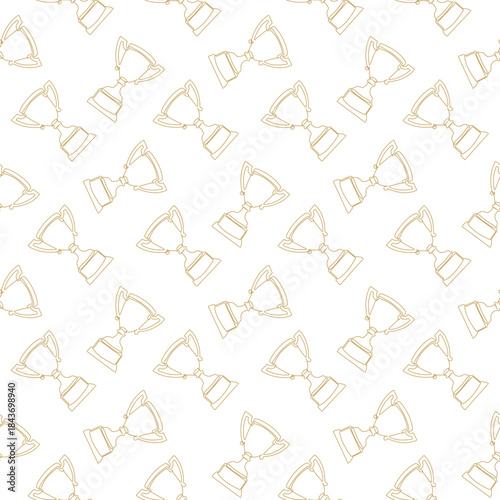 Seamless Golden Outline Trophy Pattern Hand drawn Trophy Cup background for fabric, textile, print, wrapping paper or package design.