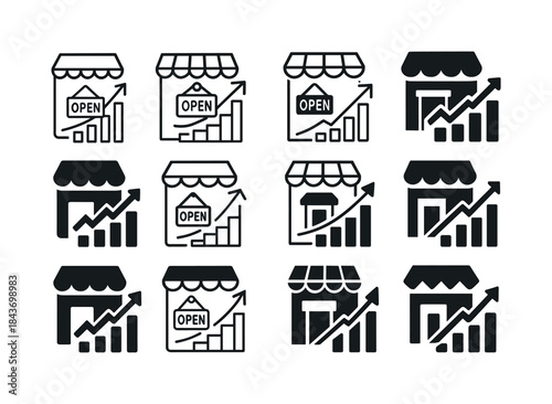 Small Business Icons. Small business growth and challenges. Icon