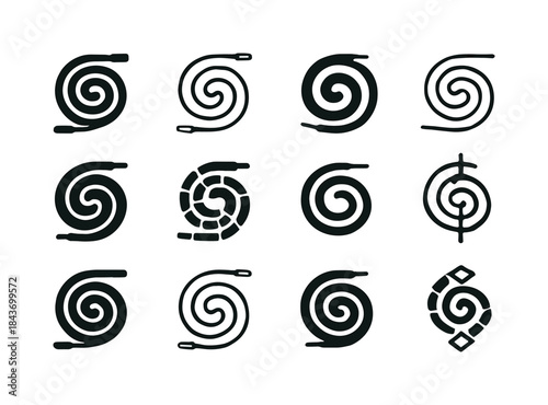 Shoe Lace Logos. shoe lace. Icon set. Set Logo of shoe lace: lac