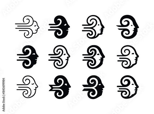 Weather Mood Icons. How Weather Affects Mood. Icon set. Set Logo