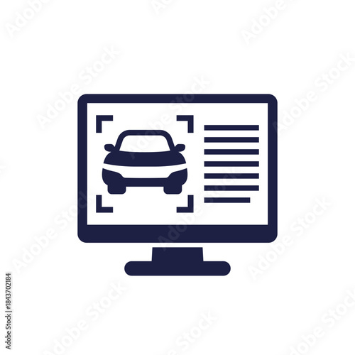 car history icon with computer