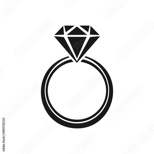 3D shiny gold metal diamond ring vector sign icon circle button illustration