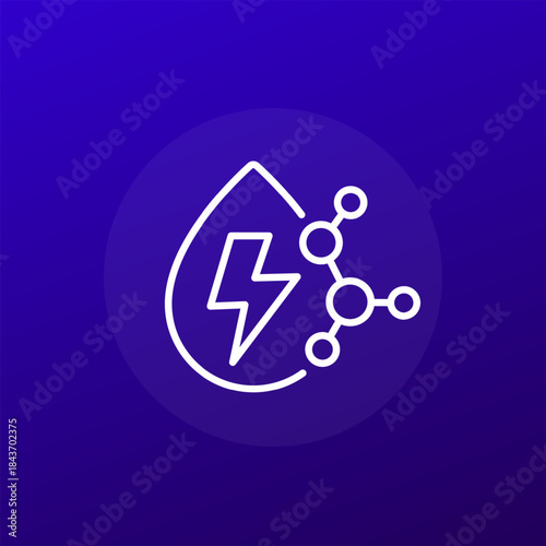 Electrolyte icon with water drop, line vector design