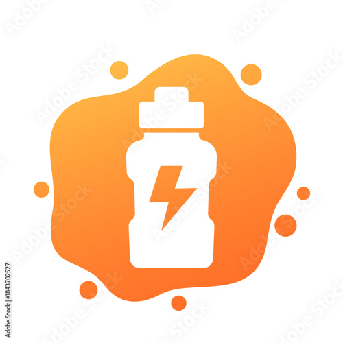 isotonic drink icon with bottle, vector