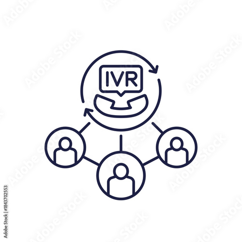 IVR system line icon on white, Interactive Voice Response for calls