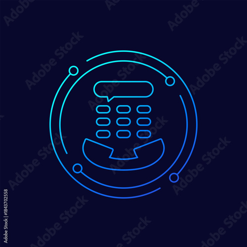 IVR system icon, Interactive Voice Response, linear design