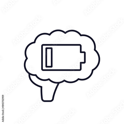 tired brain icon, burnout and fatigue line design
