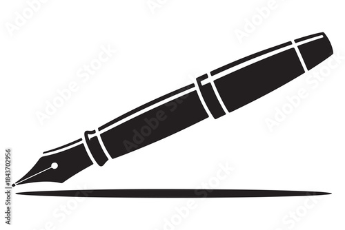 Black silhouette fountain pen icon on white background
