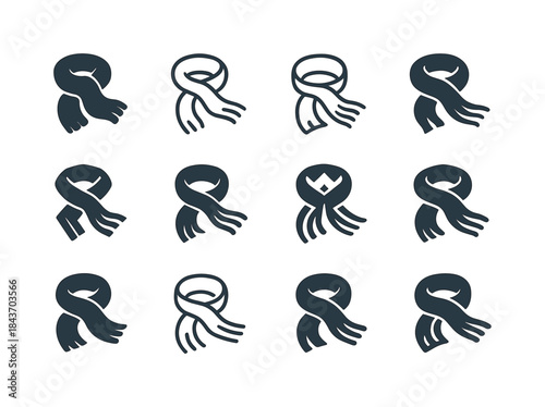 Chilly Breeze Logos. Chilly morning breeze. Icon set. Set Logo o