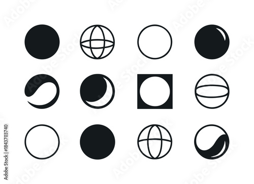 Sphere Logo Variations. Sphere. Icon set. Set Logo of Sphere: bo