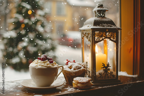 Snow-Kissed European Holiday Café Atmosphere
