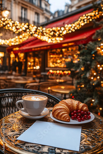 Warm Christmas Morning Café Street Elegance