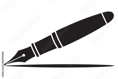 Black silhouette fountain pen icon on white background
