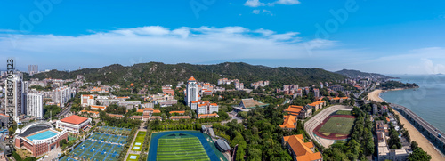 Aerial View of University Campus by the Sea
