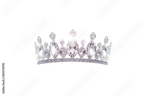 wide, sparkling silver crown with numerous tiny jewels and intricate scrollwork, no background svg