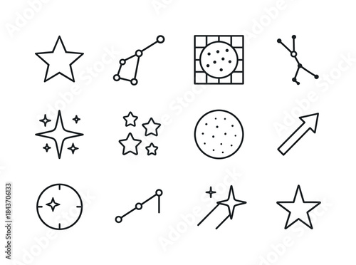 Constellation Icon Set. Stars & Constellations. Line icon set of