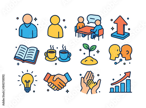 Colorful Mentorship Icons. Mentorship. Colorful isometric vector