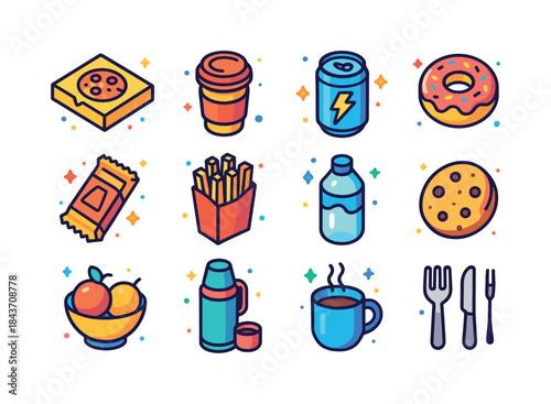 Dev Fuel Icons. Dev Fuel. Colorful isometric vector icons set of