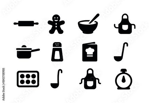 Holiday Cooking Icons. Holiday Cooking. Solid icon set of Holida