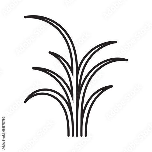 Simple black and white illustration of grass blades in a minimalist style