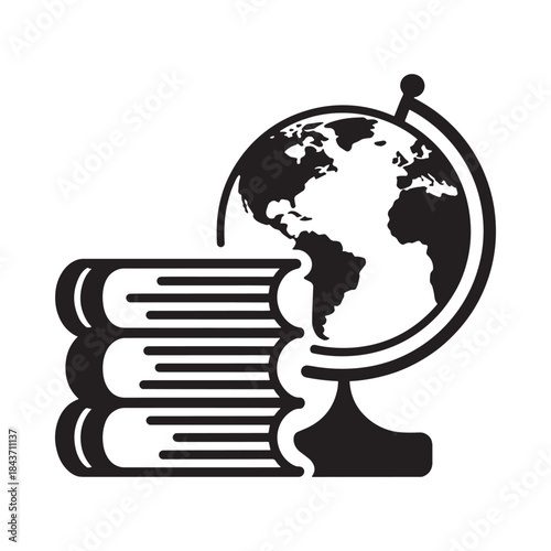 A globe resting on a stack of books symbolizing knowledge and education