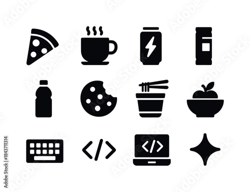 Coding Fuel Icons. Coding Fuel. Solid icon set of Coding Fuel: p