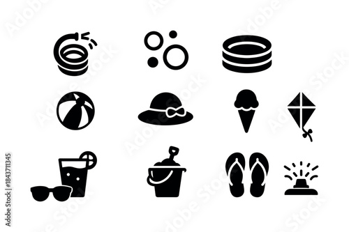 Kids Summer Icons. Kids Summer. Solid icon set of Kids Summer: g