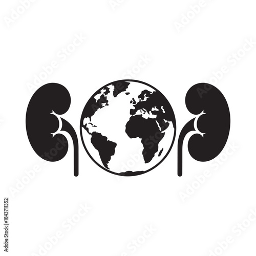 A global depiction of kidneys Representing worldwide health and organ donation