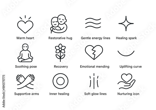 Self-Healing Icon Set. Self-Healing. Line icon set of Self-Heali