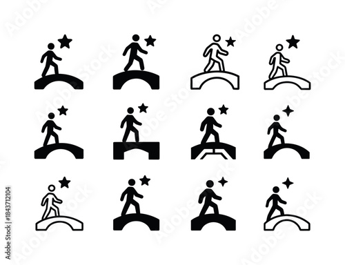 Dreams to Reality Logos. Dreams coming true. Icon set. Set Logo