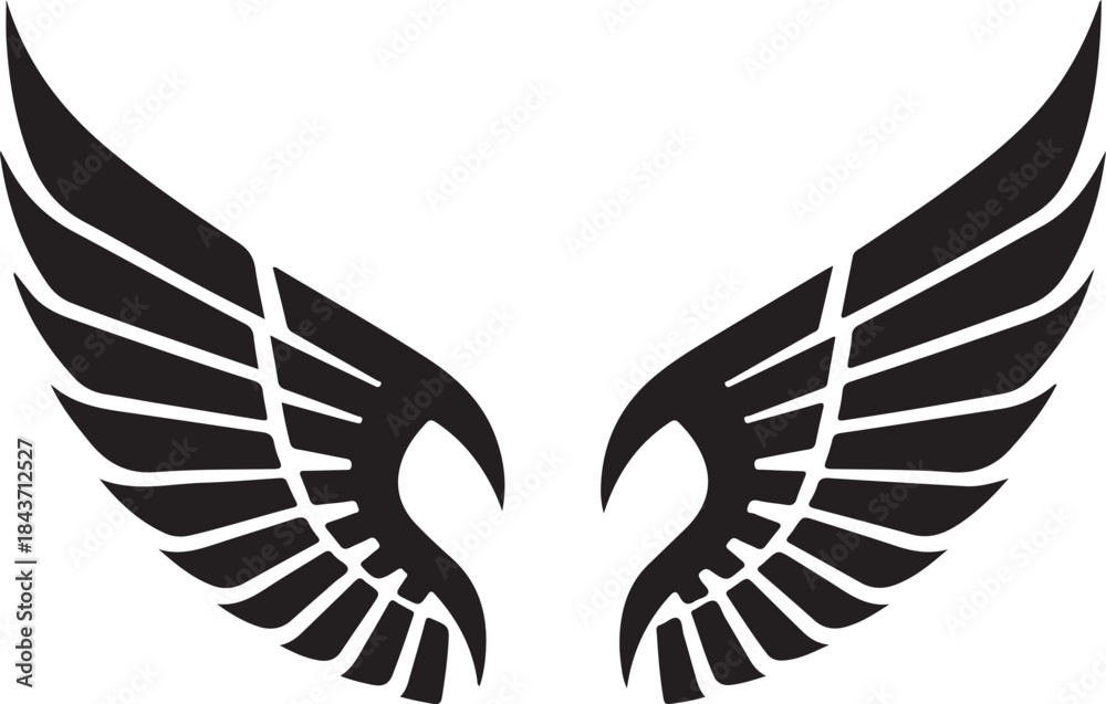 Fototapeta premium Wing icon silhouette vector illustration on a white background