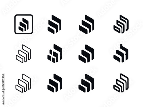 Harmonious Logo Variations. compound. Icon set. Set Logo of comp